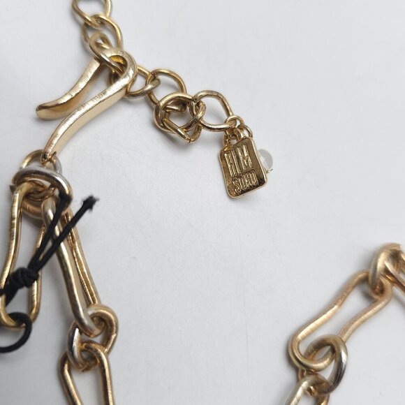 Robert Lee Morris RLM Gold Plated Necklace Faceted Glass Pendant Chain Link - Picture 7 of 9